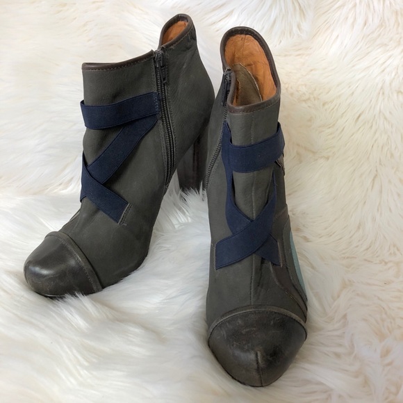 Top Shop Ankle Boot Round Toe Gray Teal Brown Blue - Picture 1 of 7